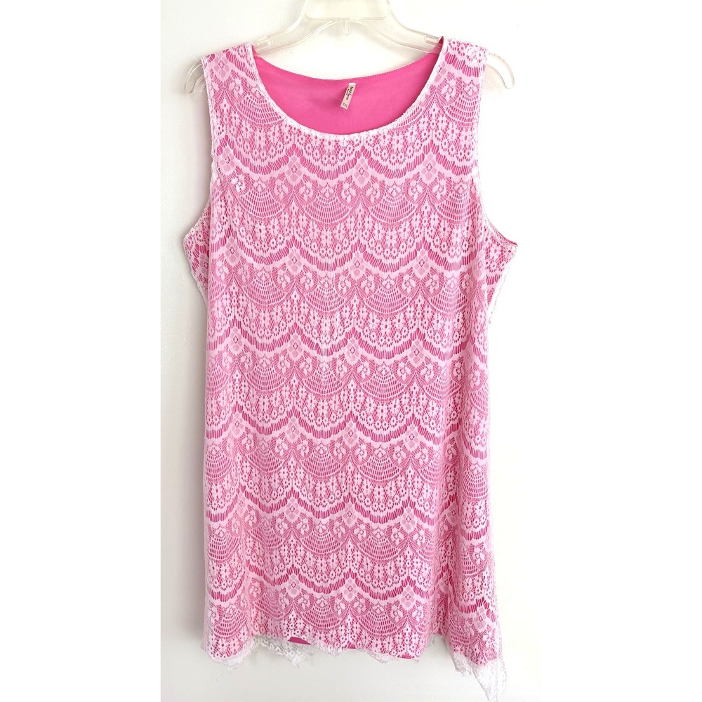India Boutique Tank Top Womens One Size Sleeveless Floral Crochet Lace Overlay